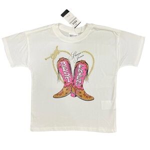 Cotton On Kids Shania Twain Cowboy Boots Graphic Short Sleeve Tee Size 4